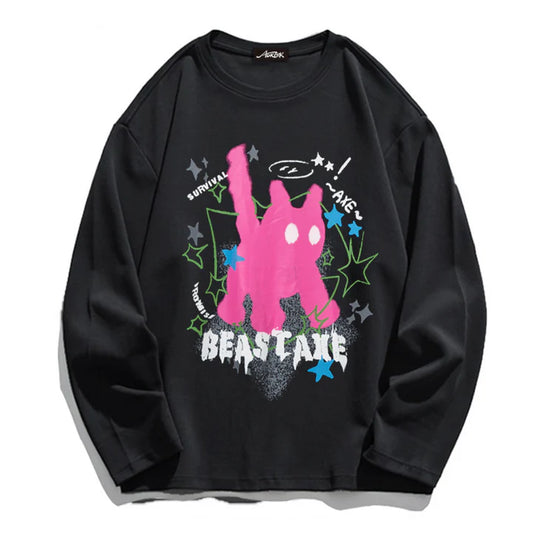 Abstract Kitten Long Sleeve Shirt